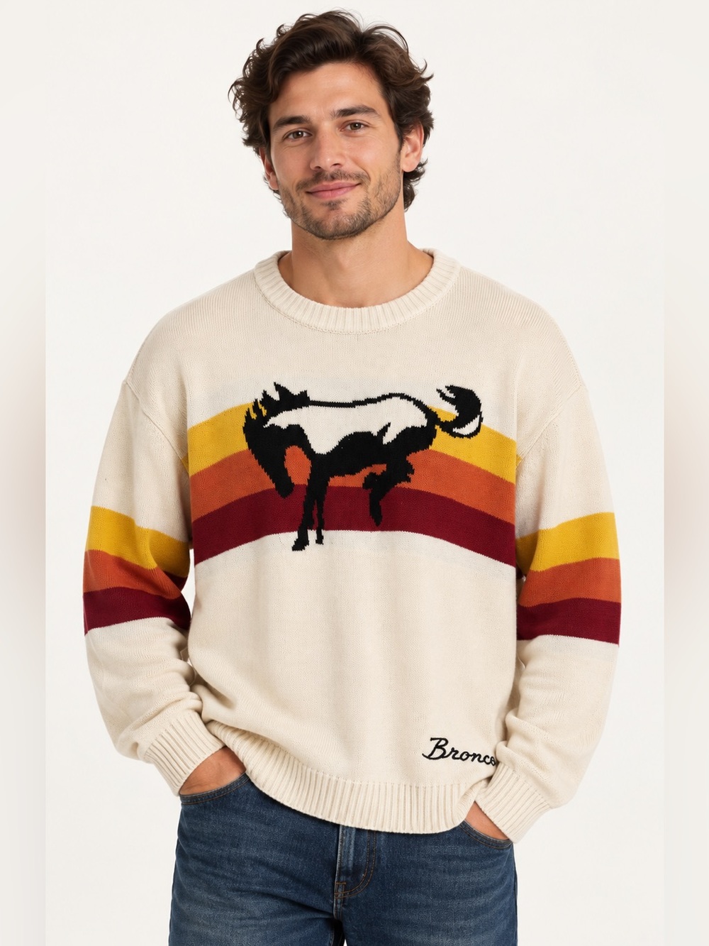 American Needle Ford Bronco McCallister Knit Sweater Cream 2XL
